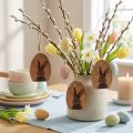 Décoration à suspendre en bois en forme d'œuf avec motif de lapin – Lot de 4 | Floristik24.fr
