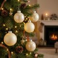 Boules de Noël en Verre 6 cm Crème Lot de 24 | Floristik24.fr