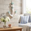 Décoration Murale Ancre Marine Blanc et Bleu avec Filet et Coquillages H58,5 cm | Floristik24.fr