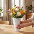 Vase blanc en plastique conique Ø16 cm H27 cm | Floristik24.fr