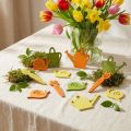 Décoration en bois colorée – Carottes, arrosoirs et escargots – 72 pièces | Floristik24.fr