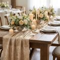 Tissu décoratif beige et doré effet vintage 47 cm x 1,5 m | Floristik24.fr