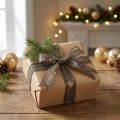 Ruban de Noël ruban cadeau marron doré sapin 25mm 15m | Floristik24.fr