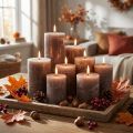 Bougies cylindriques marron effet marbré - Plusieurs tailles | Floristik24.fr