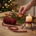Fil décoratif en laine et jute rouge foncé 25 m | Floristik24.fr