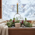 Chandelier en bois de bouleau avec anneau métallique 20 cm | Floristik24.fr