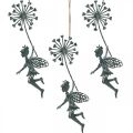 Floristik24 Décoration printanière, elfe avec pissenlit, décoration pendentif fleur fée, décoration métal 3pcs
