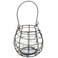 Floristik24 Lanterne de jardin en métal noir avec éclairage par le vent, Ø 14 cm H 12,5 cm