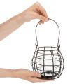 Lanterne de jardin en métal noir avec éclairage par le vent, Ø 14 cm H 12,5 cm | Floristik24.fr