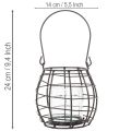 Lanterne de jardin en métal noir avec éclairage par le vent, Ø 14 cm H 12,5 cm | Floristik24.fr