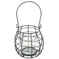 Lanterne de jardin en métal noir avec éclairage par le vent, Ø 14 cm H 12,5 cm | Floristik24.fr
