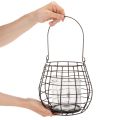 Lanterne de jardin noire avec photophore en verre Ø20 cm H18,5 cm | Floristik24.fr