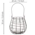 Lanterne de jardin noire avec photophore en verre Ø20 cm H18,5 cm | Floristik24.fr