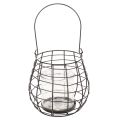 Lanterne de jardin noire avec photophore en verre Ø20 cm H18,5 cm | Floristik24.fr