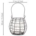 Lanterne de jardin noire avec anse et photophore en verre Ø17cm H15cm | Floristik24.fr