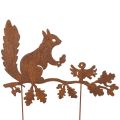 Floristik24 Écureuil décoratif de jardin sur piquet, métal vieilli, 42 cm de haut, 3 pièces
