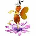 Floristik24 Épingle fleur abeille sur fleur avec ressorts métal orange, violet H74cm