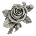Floristik24 Rose pour décorations funéraires grise 16cm x 13,5cm 2pcs