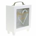 Floristik24 Tirelire de mariage &quot;Honeymoon Fund&quot; en bois avec façade en verre blanc H15m