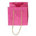 Floristik24 Sacs cadeaux avec poignées papier rose jaune vert aspect textile 10,5cm 12pcs