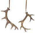 Floristik24 Lot de 6 décorations murales en forme de bois de cerf, 13-15 cm, résine, tons bruns et dorés