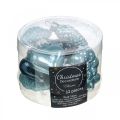 Floristik24 Mini décorations de sapin de Noël mix verre bleu, paillettes assorties 4cm 12pcs