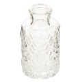 Floristik24 Set de 6 mini vases en verre transparent avec motif losanges 9 cm