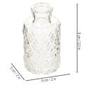Set de 6 mini vases en verre transparent avec motif losanges 9 cm | Floristik24.fr