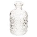 Floristik24 Lot de 6 petites vases en verre transparent avec motif géométrique 13 cm