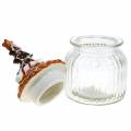 Floristik24 Pot en verre avec couvercle en céramique Pot à biscuits pain d&#39;épice blanc, marron H21.5cm
