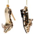 Ornements en verre motif léopard chaussons et escarpins pour sapin de Noël 13cm, lot de 2 | Floristik24.fr