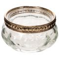 Floristik24 Lot de 4 photophores en verre transparent avec bordure métallique argentée, 6 x 3 cm
