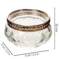 Lot de 4 photophores en verre transparent avec bordure métallique argentée, 6 x 3 cm | Floristik24.fr