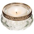 Lot de 4 photophores en verre transparent avec bordure métallique argentée, 6 x 3 cm | Floristik24.fr