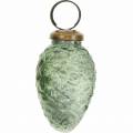 Floristik24 Arbre décorations fruits d&#39;automne transparent, vert verre véritable 6.5cm 3pcs