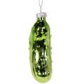 Ornement de sapin en verre en forme de cornichon, 7 cm, vert, lot de 4 | Floristik24.fr