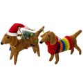 Floristik24 Set de 2 décorations en feutre, chiens teckels 16 cm, pour sapin de Noël