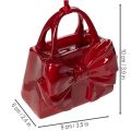Décoration suspendue en forme de sac à main avec nœud, 10 cm, bordeaux, en polyresine | Floristik24.fr