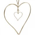 Coeur déco à suspendre, décoration à suspendre coeur métal doré 10,5 cm 6 pièces