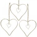 Coeur déco à suspendre, décoration à suspendre coeur métal doré 10,5 cm 6 pièces