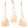 Floristik24 Maison en pain d'épice en céramique à suspendre, décoration d'hiver et de Noël, 6 cm, lot de 3