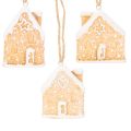 Maison en pain d'épice en céramique à suspendre, décoration d'hiver et de Noël, 6 cm, lot de 3 | Floristik24.fr