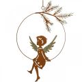 Floristik24 Anneau de décoration ange métal rouille décoration de Noël 23,5x16,5cm 3pcs