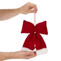 Décoration Noël Flanelle Rouge 25 cm avec Bord en Fourrure Blanche | Floristik24.fr