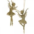 Floristik24 Décoration elfe Décoration de Noël à suspendre pendentif doré 4pcs
