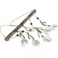 Floristik24 Branche décorative avec fleurs, ressort, perce-neige à suspendre, fleurs en métal L48cm l90cm