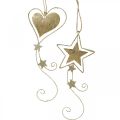 Floristik24 Décoration de Noël pendentif étoile de coeur dorée de Noël 4pcs