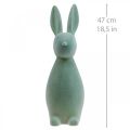 Floristik24 Lapin décoratif lapin de Pâques décoratif floqué gris-vert H47cm