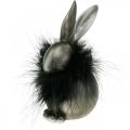 Floristik24 Figurine lapin décoration de Pâques avec boa de plumes gris argenté 12×10×19cm