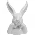 Déco lapin blanc, buste tête de lapin, céramique H21cm
